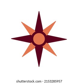 Navigational Star Semi Flat Color Vector Object. Full Sized Item On White. Compass Rose. Celestial Navigation. Simple Cartoon Style Illustration For Web Graphic Design And Animation