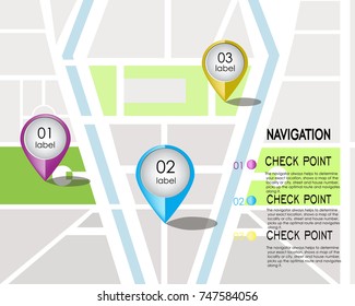 the navigator always helps to determine your exact location, shows a map of the locality or city, street and house number, picks up the optimal route and navigates along it,a map with labels, a vector