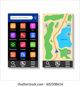 Navigator application interface. The illustration shows an electronic application template in vector format.