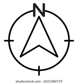 Navigator arrow icon Black and white outline flat sign vector