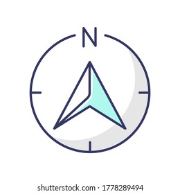 Navigator arrow RGB color icon. Modern navigation technology, global positioning system, geolocation. GPS guide cursor pointing to north isolated vector illustration