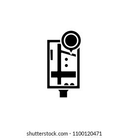 Navigator city board black icon concept. Navigator city board flat  vector symbol, sign, illustration.
