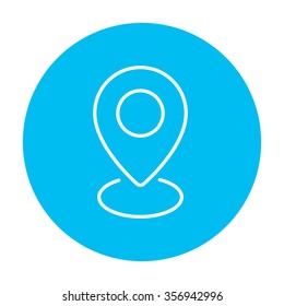 Navigator guide itinerary line icon for web, mobile and infographics. Vector white icon on the light blue circle isolated on white background.