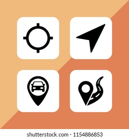 navigator icon. 4 navigator set with gps, navigation and location on road vector icons for web and mobile app