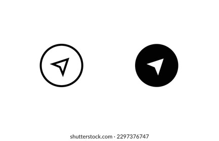 Icono del navegador Tecnología de brújula, geolocalización señalando botón de iconos del noreste, vector, signo, símbolo, logotipo, ilustración, trazo editable, estilo de diseño plano aislado en pictograma lineal blanco