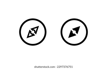Icono del navegador Tecnología de brújula, geolocalización señalando botón de iconos del noreste, vector, signo, símbolo, logotipo, ilustración, trazo editable, estilo de diseño plano aislado en pictograma lineal blanco