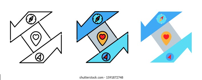 navigator icon set isolated on white background for web design or app, advertise, book, banner, etc.