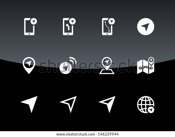 Navigator\
icons on black background. Vector\
illustration.