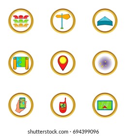 Navigator icons set. Cartoon set of 9 navigator vector icons for web isolated on white background