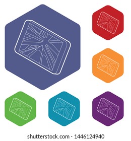 Navigator icons vector colorful hexahedron set collection isolated on white
