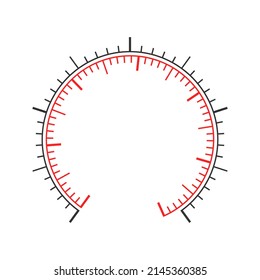 Navigator or indicator tool measuring dashboard template with two circular charts. Pressure meter, manometer, barometer, speedometer, tonometer, thermometer scale. Simple vector illustration