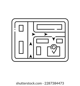 Navigator in the linear style icon. Map line icon. Road trip sign. Journey route distance symbol. Quality design element. Linear style map icon.