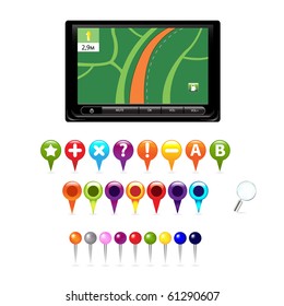 Navigator And Map Icons, Isolated On White Background, Vector Illustration