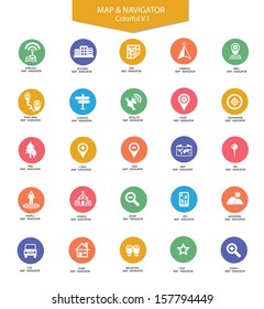 Navigator and map icons,Colorful version,vector