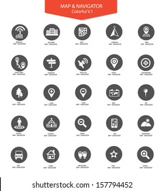 Navigator and map icons,Gray version,vector