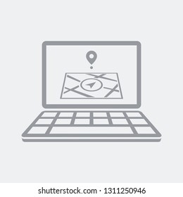 Navigator map on computer laptop