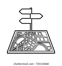 navigator map with signpost traffic direction destination