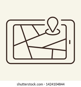 Navigator in phone line icon. Warning, transport, safety. Road traffic concept. Vector illustration can be used for topics like road safety, travelling, traffic