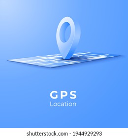 Navigator Pin Location Checking Global World Map Background. Locator Position Point. 3d Perspective Vector Art Illustration