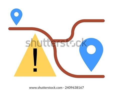 Navigator warning of danger ahead when showing a route. Vector.