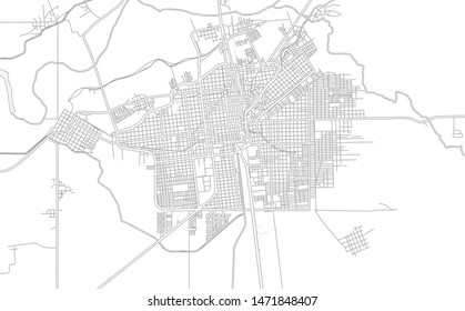 Navojoa, Sonora, Mexico, bright outlined vector map with bigger and minor roads and steets created for infographic backgrounds.