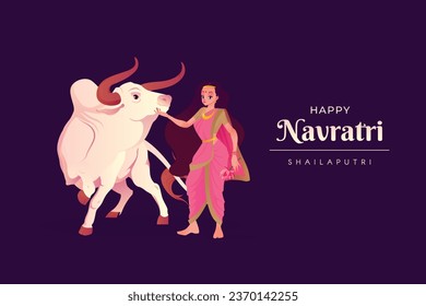 Navratri Concept Illustration, Goddess Shailaputri, Happy Navratri