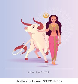 Navratri Concept Illustration, Goddess Shailaputri, Happy Navratri