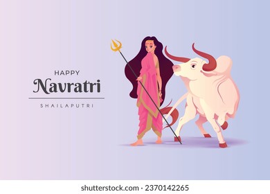 Navratri Concept Illustration, Goddess Shailaputri, Happy Navratri