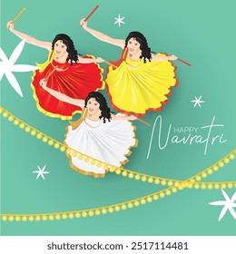 Pareja Navratri Jugando Garaba Dandiya Festival
