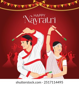 Pareja Navratri Jugando Garaba Dandiya Festival
