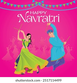 Pareja Navratri Jugando Garaba Dandiya Festival
