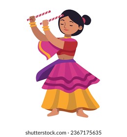 navratri dancer female isolated icon