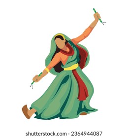 navratri dancer girl isolated icon