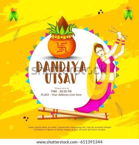 Navratri Dandiya Utsav Celebration Poster Banner Stock Vector