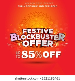 Navratri, Diwali dussehra Indian festival y Festive blockbuster ofrece 85% de descuento en las ofertas de Rebajas Fondo de concepto de descuento de logotipo.