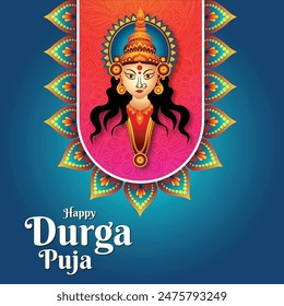 Navratri and Durga puja festival cultural celebration poster of happy Navratri 