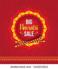 Navratri Festival Big Sale Background Template Design with Round Floral Design