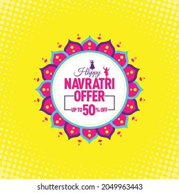 Navratri Festival Offer, Template, Banner, Logo Design, Icon, Poster, Unit, Label, Web Header, Vector, illustration, Tag, Diwali Celebration background, Sign, Symbol, 50%off, Modern logo.