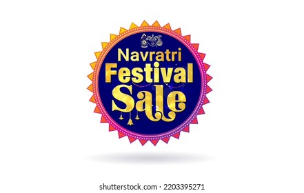 Navratri festive sale logo design. Indian hindu festival of Durga Puja or dandiya. svg