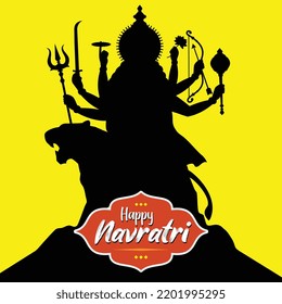 Navratri Indian Festival Devi Durga Maa Celebration Indian Tradition Faith Mnemonic Devi Poster Icon Silhouette Vector Isolated People Graphic Black Goddess