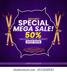 Navratri Mega Sale Dark purple with dandiya sticks 50 percent  Off All Products