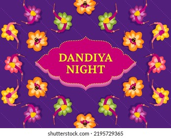 Navratri Night Celebration Background With Top View Of Indian People Playing Dandiya. svg