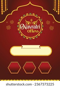 Navratri Offers Advertisement Template, Dasara, Dussehra Offers Promotional Ad Mockup vector layered