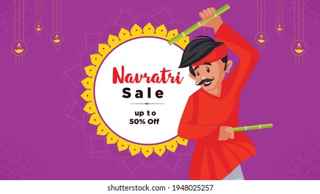 Navratri sale banner design on purple background. Vector graphic illustration.