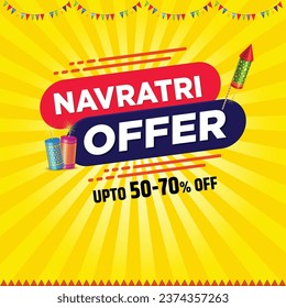 Navratri vector background, festival offer background for designing poster, advertisement, flyer, social media post etc