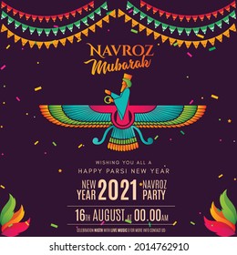 Navroz greeting. Iranian and Parsi new year invitation with Text navroz mubarak (happy new year). vector, banner, poster , flyer