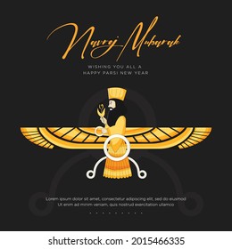 Navroz greeting. Iranian and Parsi new year with Text navroz Mubarak banner design.