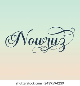 Navruz holiday, Beautiful inscription Navruz, calligraphic text, March, holiday card, background, gradient, soft colors