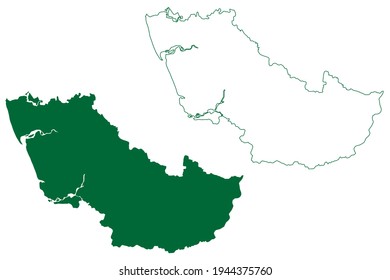 Navsari district (Gujarat State, Republic of India) map vector illustration, scribble sketch Navsari map