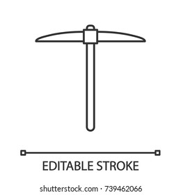 Navvy pick linear icon. Mining. Thin line illustration. Pick axe. Contour symbol. Vector isolated outline drawing. Editable stroke